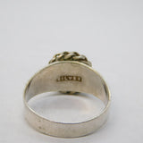 Art Deco Sterling Silver & Green Hardstone Set Dress Ring Antique c1930s