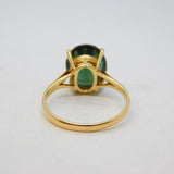 9ct Yellow Gold & 4ct Green Tourmaline Dress Ring Vintage 1975 London