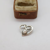Sterling Silver Celtic Heart Drop Charm Pendant Vintage c1970
