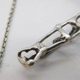 Large Studio Style Sterling Silver & Garnet Cross Pendant Necklace Vintage