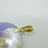 Chinese 14ct Gold, Dyed Jade & Mother of Pearl Yin-Yang Pendant Vintage