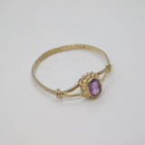 Sterling Silver Oval Amethyst Solitaire Dress Ring Vintage c1970 Size Q 1/2