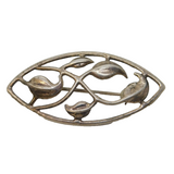 Sterling Silver Floral Pattern Brooch Pin Vintage c1970s