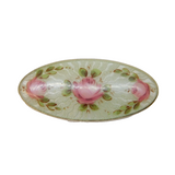 Sterling Silver & Rose Flower Enamel Brooch Pin Antique c1920 Art Deco