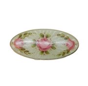 Sterling Silver & Rose Flower Enamel Brooch Pin Antique c1920 Art Deco