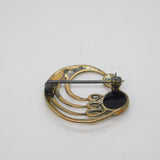 Sterling Silver Kit Heath Black Onyx Mackintosh Deco Style Brooch Modern c1990