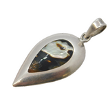 Sterling Silver Abalone Shell Set Drop Charm Pendant Vintage c1970s