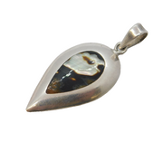Sterling Silver Abalone Shell Set Drop Charm Pendant Vintage c1970s