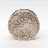 George I Sterling Silver 1 Thaler Coin Coronation Coin Box Antique c1705