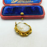 Rolled Gold Carved Classical Cameo Charm Pendant Antique c1920 Art Deco