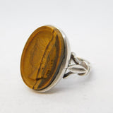 Sterling Silver Neo-Classical Tiger's Eye Intaglio Cameo Ring Vintage London