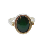 European .835 Silver Cabochon Agate Studio Style Band Ring Vintage c1970 Size R