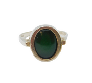 European .835 Silver Cabochon Agate Studio Style Band Ring Vintage c1970 Size R
