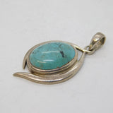 Sterling Silver Cabochon Turquoise Set Drop Pendant Vintage c1990s