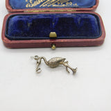 Sterling Silver Birthing Stork Charm Pendant Vintage c1970