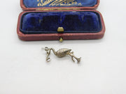 Sterling Silver Birthing Stork Charm Pendant Vintage c1970