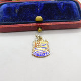 Sterling Silver and Enamel Clovelly Travel Shield Charm Pendant Vintage c1970