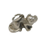 Sterling Silver Cat or Kitten Charm Pendant Vintage c1970