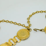 Large Gilt Metal Dress Belt with Gilded Half Penny Coins Vintage c1960s