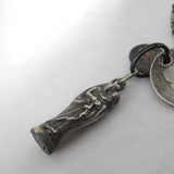 Victorian Sterling Silver Religious Charm with Quarter Farthing & Coin c1860
