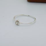 Sterling Silver Ring With Teardrop Diamond Paste Vintage c1970 Size O