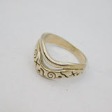 Sterling Silver Navajo Style Curved Patterned Studio Ring Vintage c1970 Size T