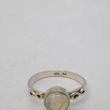 Sterling Silver Faceted Rainbow Moonstone Ring Vintage c1970 Size N 1/2 UK