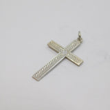 Sterling Silver Patterned Textured Cross Pendant Vintage c1970