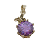 Sterling Silver Amethyst Set Butterfly Drop Charm Pendant Vintage c1970s
