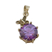 Sterling Silver Amethyst Set Butterfly Drop Charm Pendant Vintage c1970s