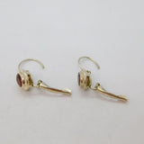 Pair of Sterling Silver Faceted Garnet Leverback Studio Earrings Vintage c1970