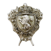20th Century Norwegian Silver Plated & Pearl Heraldic Crest Brooch c1920s