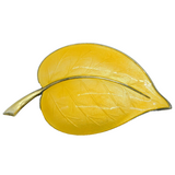 Aksel Holmsen Norwegian Sterling Silver & Yellow Enamel Leaf Brooch Antique
