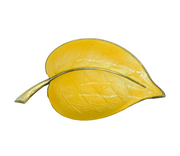Aksel Holmsen Norwegian Sterling Silver & Yellow Enamel Leaf Brooch Antique