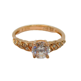 Rose-Gold On Sterling Silver CZ Patterned Band Ring Vintage c2000 Size M 1/2