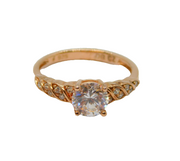 Rose-Gold On Sterling Silver CZ Patterned Band Ring Vintage c2000 Size M 1/2