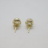 Pair of Sterling Silver Cabochon Moonstone Round Stud Earrings Modern c2000