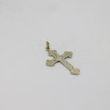 Sterling Silver Patterned Cross Charm Pendant Vintage c1970