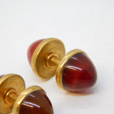 Victorian Pair of 9ct Gold & Sugar Loaf Carnelian Agate Cufflinks Antique c1860