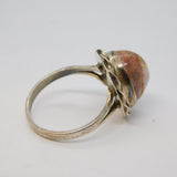 Sterling Silver Cabochon Cut Host Rock White Opal Dress Ring Vintage c1970