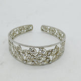Sterling Silver & Paste Set Floral Bangle Bracelet Vintage c1980