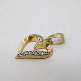 Sterling Silver Gilt & Paste Set Heart Drop Pendant Vintage c1990s