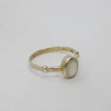 Sterling Silver Oval Natural Shell Dress Band Ring Vintage c1970 Size N