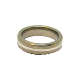 Sterling Silver & Titanium Striped Wedding Band Ring Modern c2000 Size K