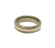 Sterling Silver & Titanium Striped Wedding Band Ring Modern c2000 Size K