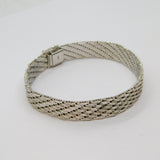 Sterling Silver Woven Effect Textured Box Clasp Bracelet Contemporary c1990