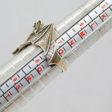 Sterling Silver Textured Bat Biker Style Band Ring Contemporary c1990 Size P