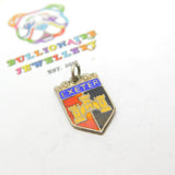 Sterling Silver & Enamel 'Exeter' Shield Charm Pendant Vintage c1960