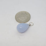 Sterling Silver Blue Lace Agate Drop Charm Pendant Vintage c1970s