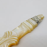 19th Century Carved Mother of Pearl Onate Handle Antique c1840s